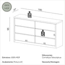 Cômoda 6 Gavetas em MDF - Branco e Amadeirado